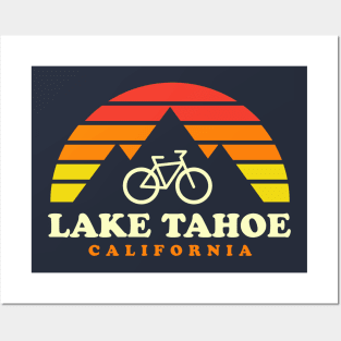 Lake Tahoe California Mountain Biking MTB Trails Retro Posters and Art